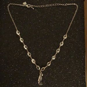 Silver and Clear Teardrop Gemmed Necklace